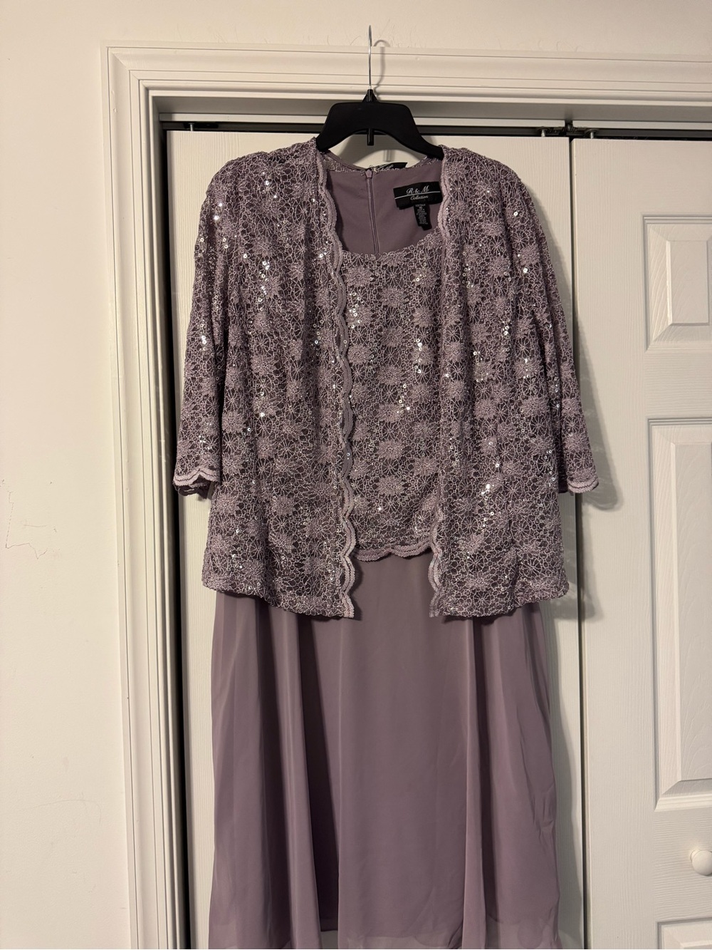 Lavender Lace Sequin Jacket & Dress Set - Lavender